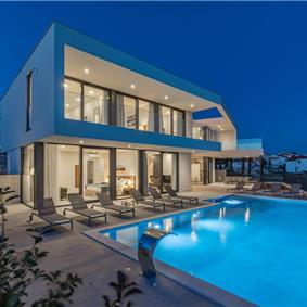 3 x 5 bedroom seafront villa with heated infinity pool near Rogoznica, sleeps 10
